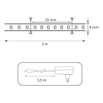 LED Лента 2м LED/18W/12V 4000K