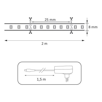 LED Лента 2м LED/18W/12V IP65 4000K