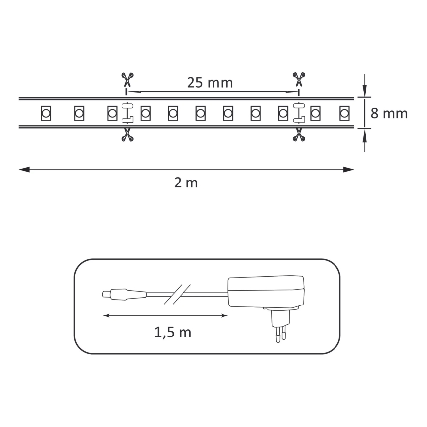 LED Лента 2м LED/18W/12V IP65 4000K