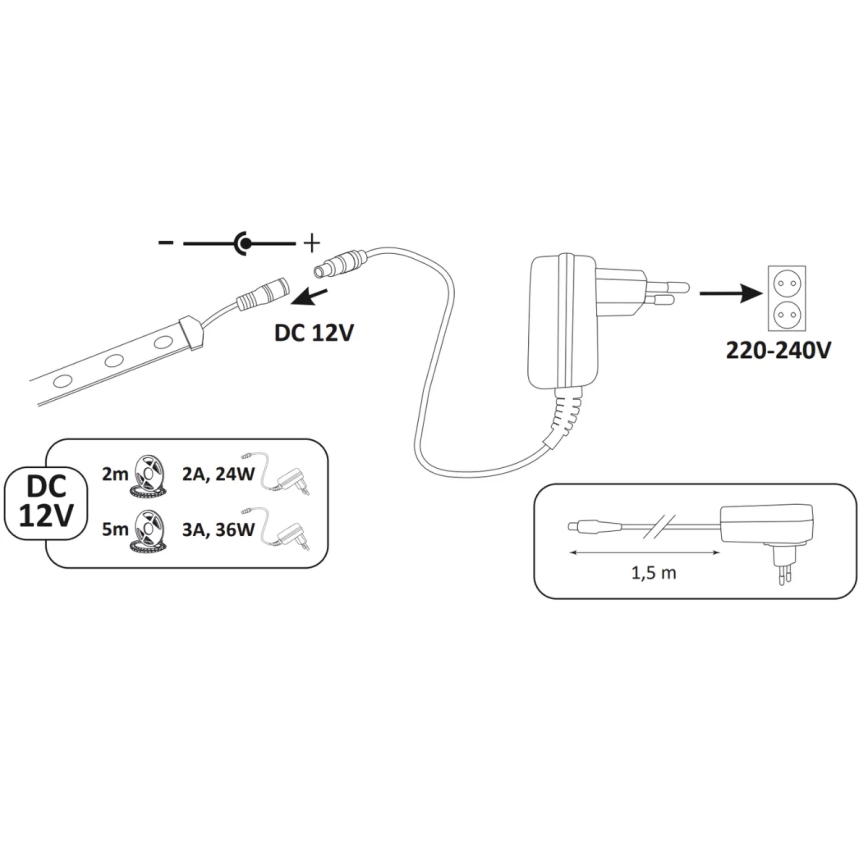 LED Лента 2м LED/18W/12V IP65 4000K