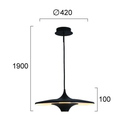 LED люстра на стоманено въже RENE LED/19W/230V CRI 90 черна