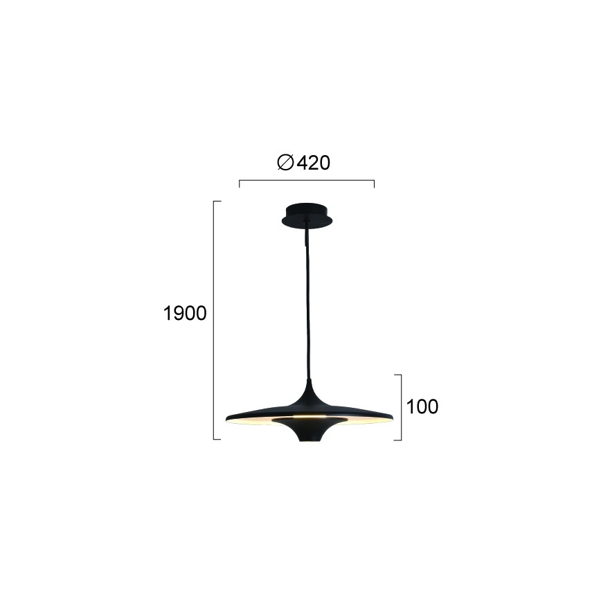 LED люстра на стоманено въже RENE LED/19W/230V CRI 90 черна