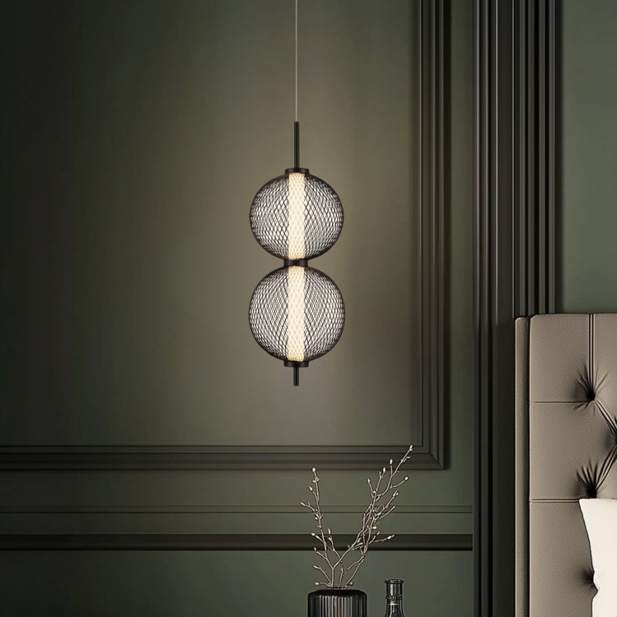 LED Люстра на въженце PUMA LED/10W/230V диаметър 14 см черно
