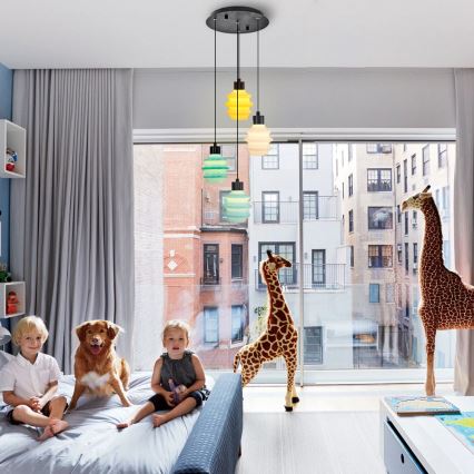 LED люстра на кабел CACTUS LED/12W/230V 3000K зелена/жълта/бяла