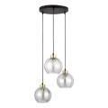 LED люстра на кабел DEVI 3xE27/15W/230V черна/прозрачна
