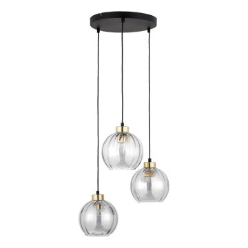 LED люстра на кабел DEVI 3xE27/15W/230V черна/прозрачна