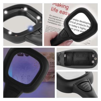 LED Лупа 2,5xZOOM с подсветка и UV светлина LED/UV/2xAAA