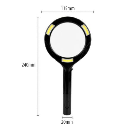 LED лупа 3× увеличение с LED подсветка/3W/2xAA IP22