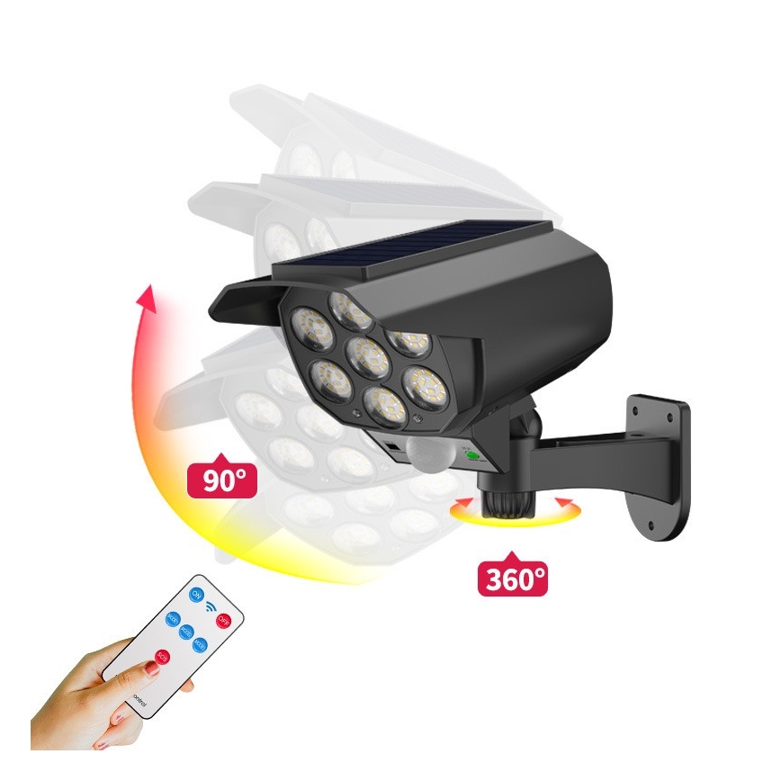 LED макет на охранителна камера със сензор и слънчев панел LED/5W/5,5V 800 mAh IP65 + дистанционно управление