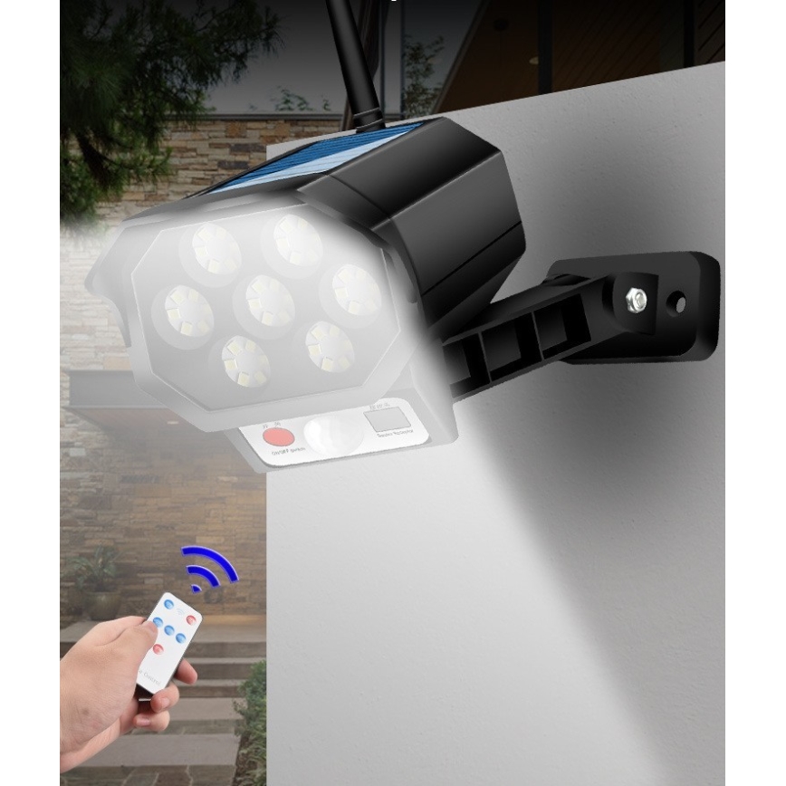 LED Макет охранителна камера със сензор и със соларен панел LED/5W/5,5V 800 mAh IP65 + дистанционно управление