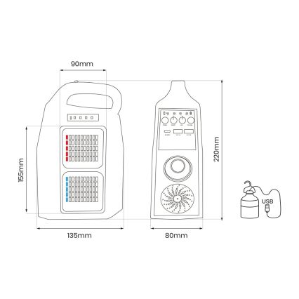 LED Многофункционален соларен лампа с високоговорител и power bank LED/5W/7200mAh IP65