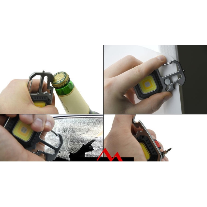 LED Многофункционален акумулаторен фенер с поставка LED/USB-C 400 mAh