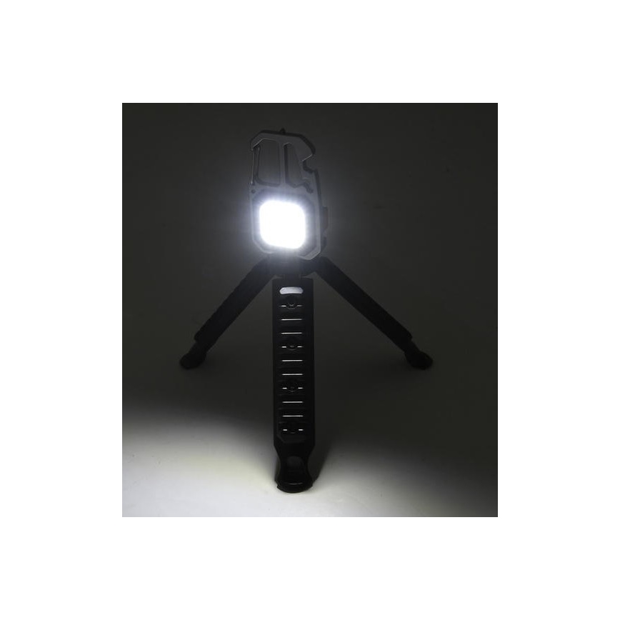 LED Многофункционален акумулаторен фенер с поставка LED/USB-C 400 mAh