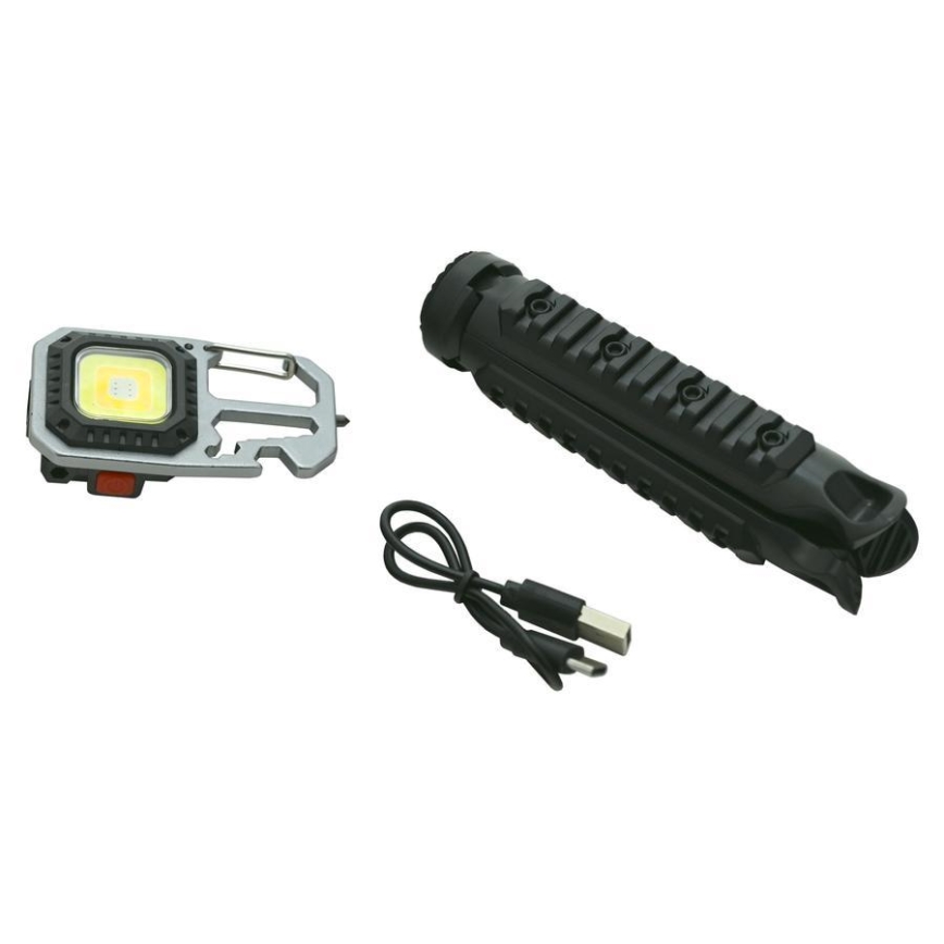 LED Многофункционален акумулаторен фенер с поставка LED/USB-C 400 mAh