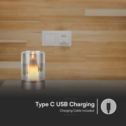 LED Димируема настолна акумулаторна лампа LED/2W/5V 3000K 2400 mAh меден