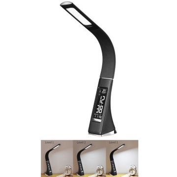 LED Настолна димируема лампа с дисплей LEATHER LED/6,5W/5V черна
