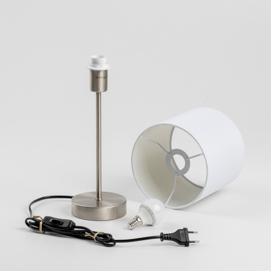 LED настолна лампа 1xE14/5W/230V бяла/матов хром