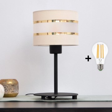 LED Настолна лампа HELEN 1xE27/15W/230V кремава/черна/златиста