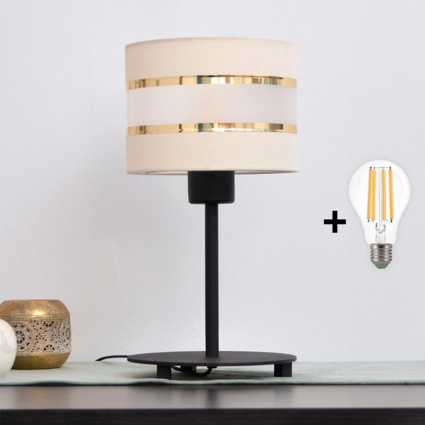 LED Настолна лампа HELEN 1xE27/15W/230V кремава/черна/златиста