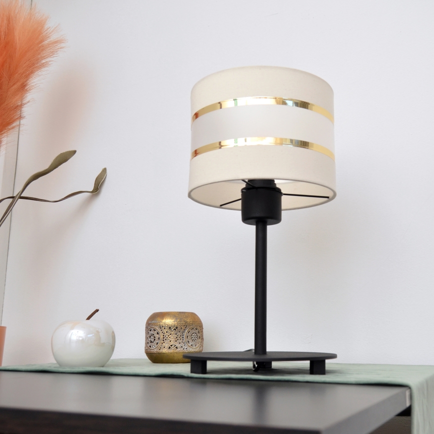 LED Настолна лампа HELEN 1xE27/15W/230V кремава/черна/златиста