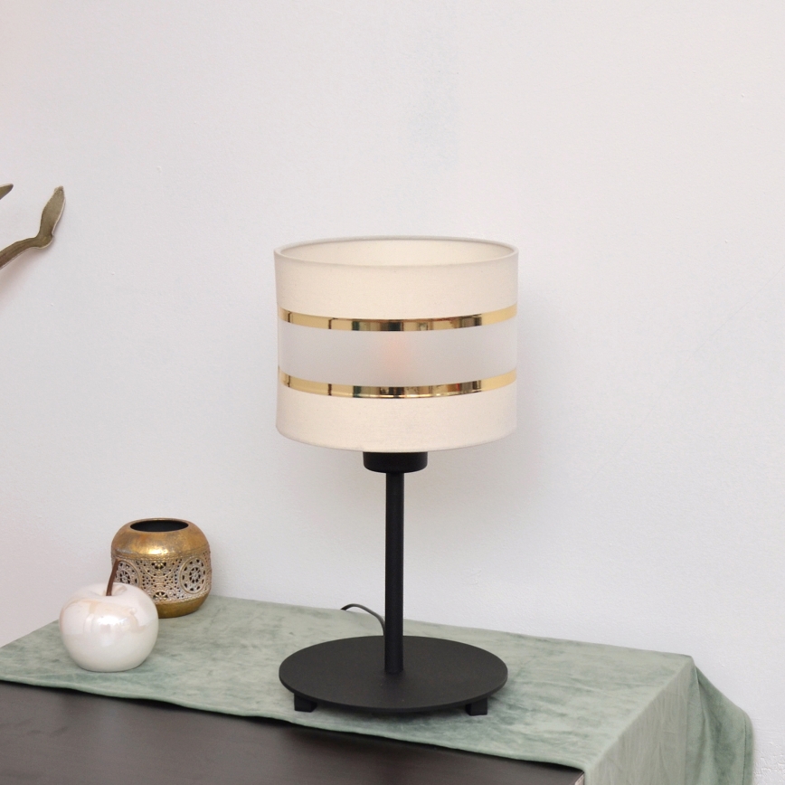 LED Настолна лампа HELEN 1xE27/15W/230V кремава/черна/златиста