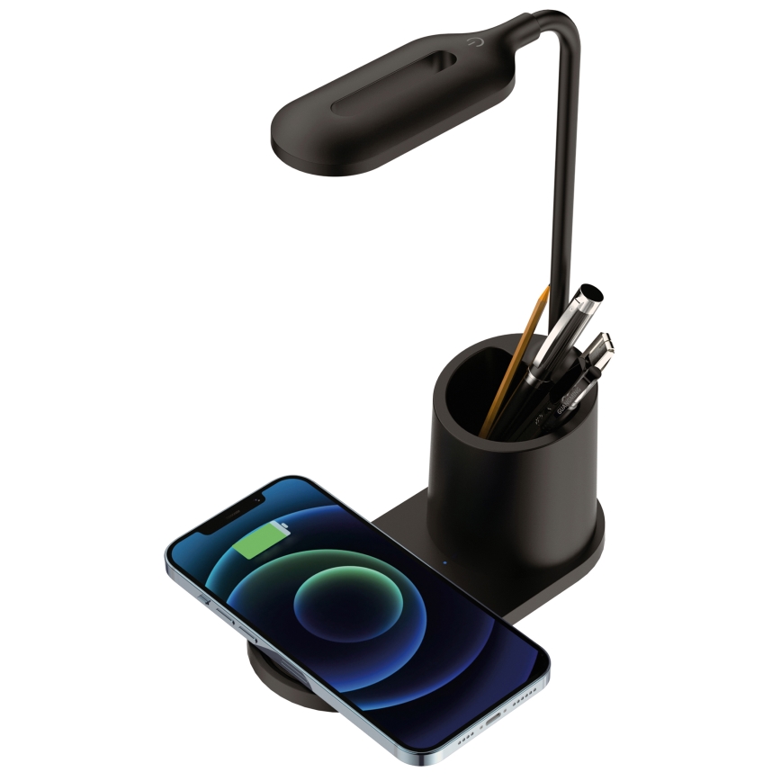 LED Настолна лампа LED/3W/5V с безжично зареждане черен