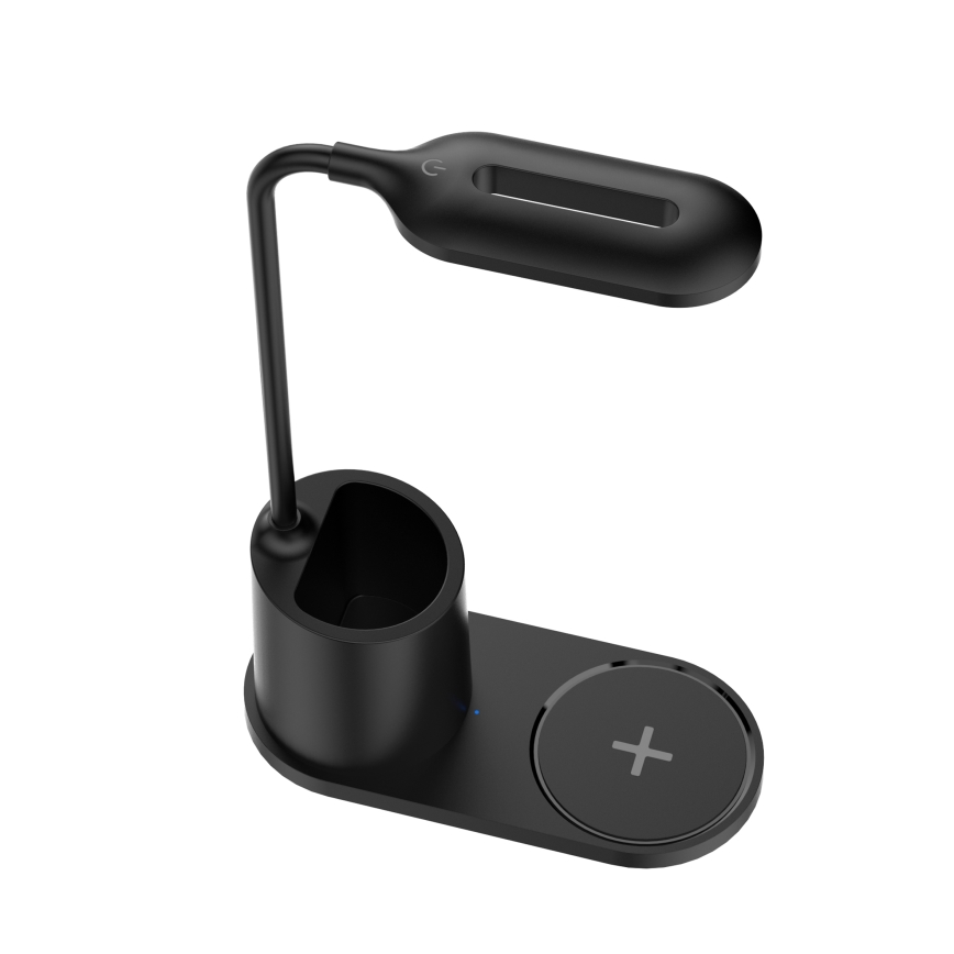 LED Настолна лампа LED/3W/5V с безжично зареждане черен