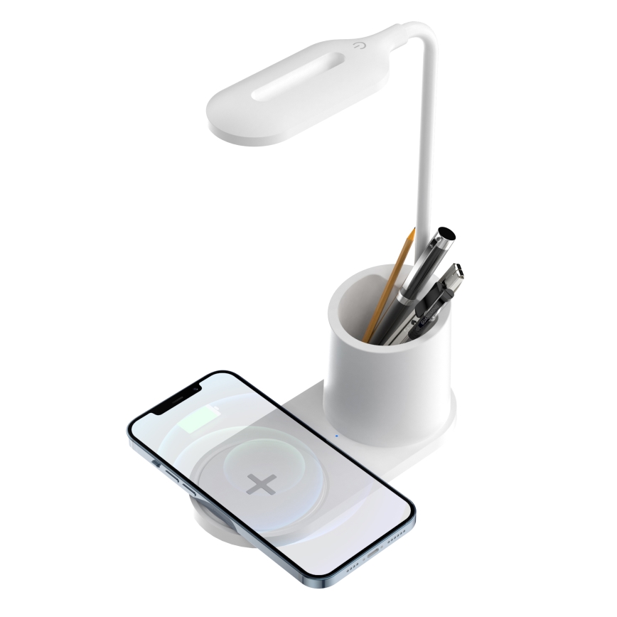 LED Настолна лампа LED/3W/5V с безжично зареждане бяла