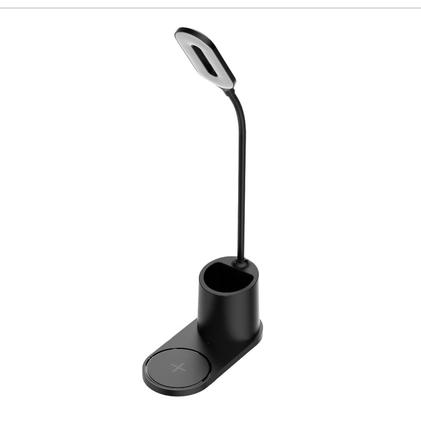 LED Настолна лампа LED/3W/5V с безжично зареждане черен