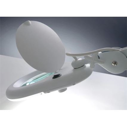 LED настолна лампа с лупа LED/9W/230V бял/лъскав хром