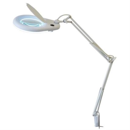 LED настолна лампа с лупа LED/9W/230V бял/лъскав хром