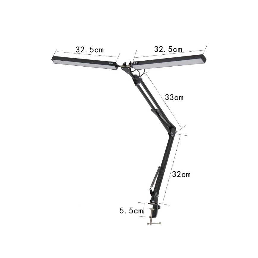 LED Настолна лампа с щипка 2xLED/10W/230V 2800-6800K