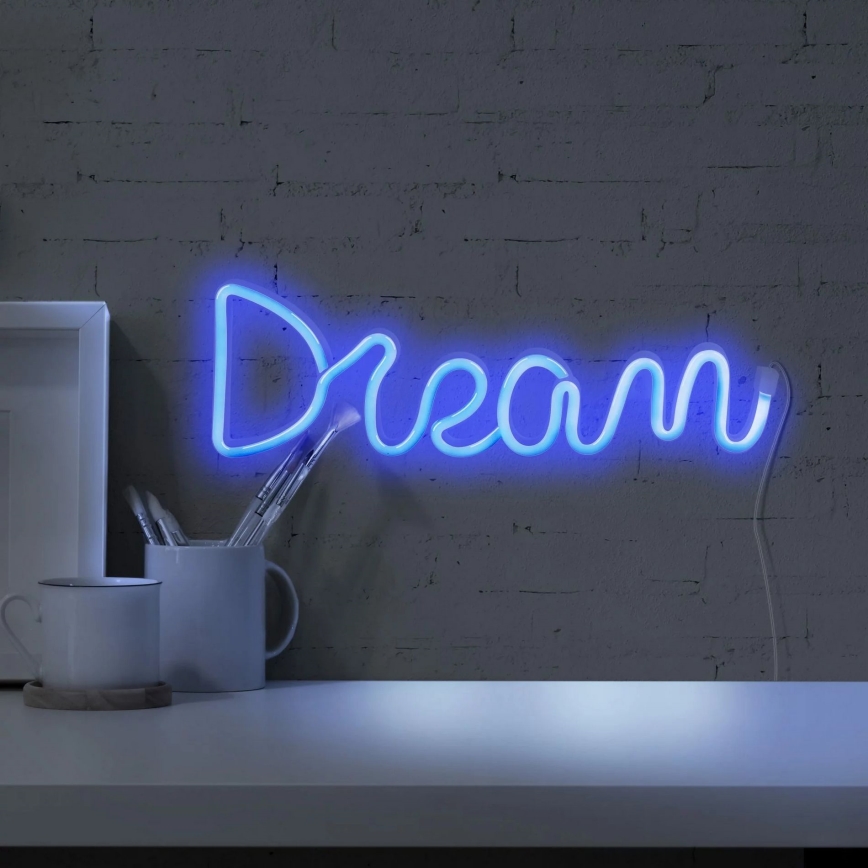 LED Неонова декорация за стена DREAM LED/3W/3xAA USB син