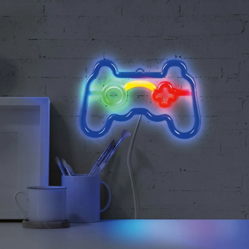 LED Неонова декорация за стена GAME LED/3W/3xAA USB син