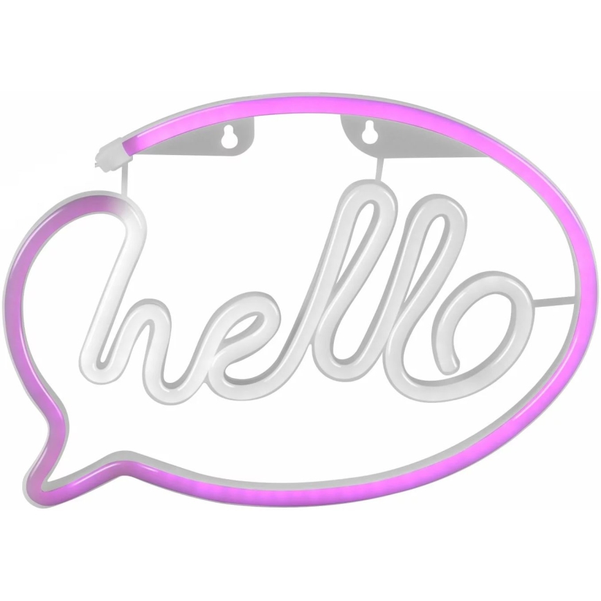 LED Неонова декорация за стена HELLO LED/3W/3xAA USB розов