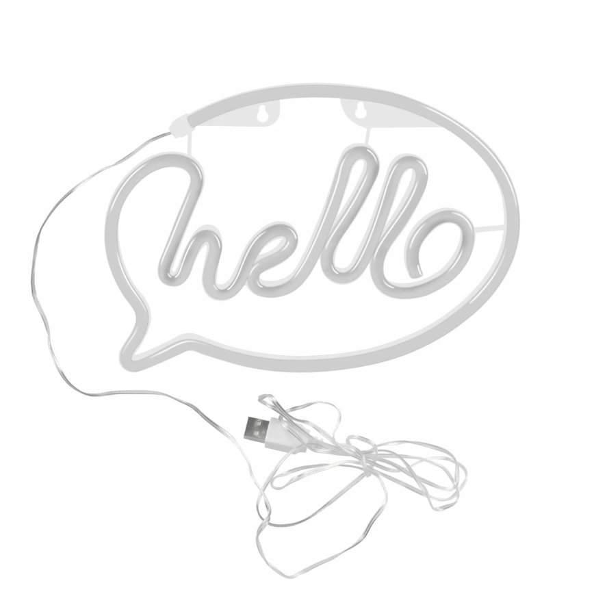 LED Неонова декорация за стена HELLO LED/3W/3xAA USB розов