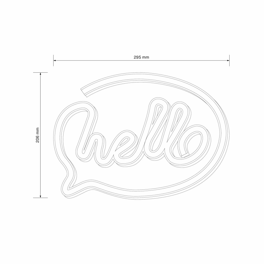 LED Неонова декорация за стена HELLO LED/3W/3xAA USB розов