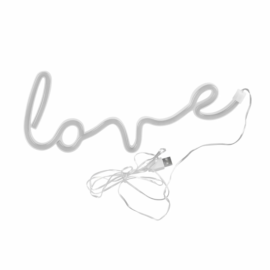 LED Неонова декорация за стена LOVE LED/3W/3xAA USB червен