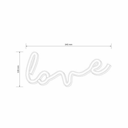 LED Неонова декорация за стена LOVE LED/3W/3xAA USB червен