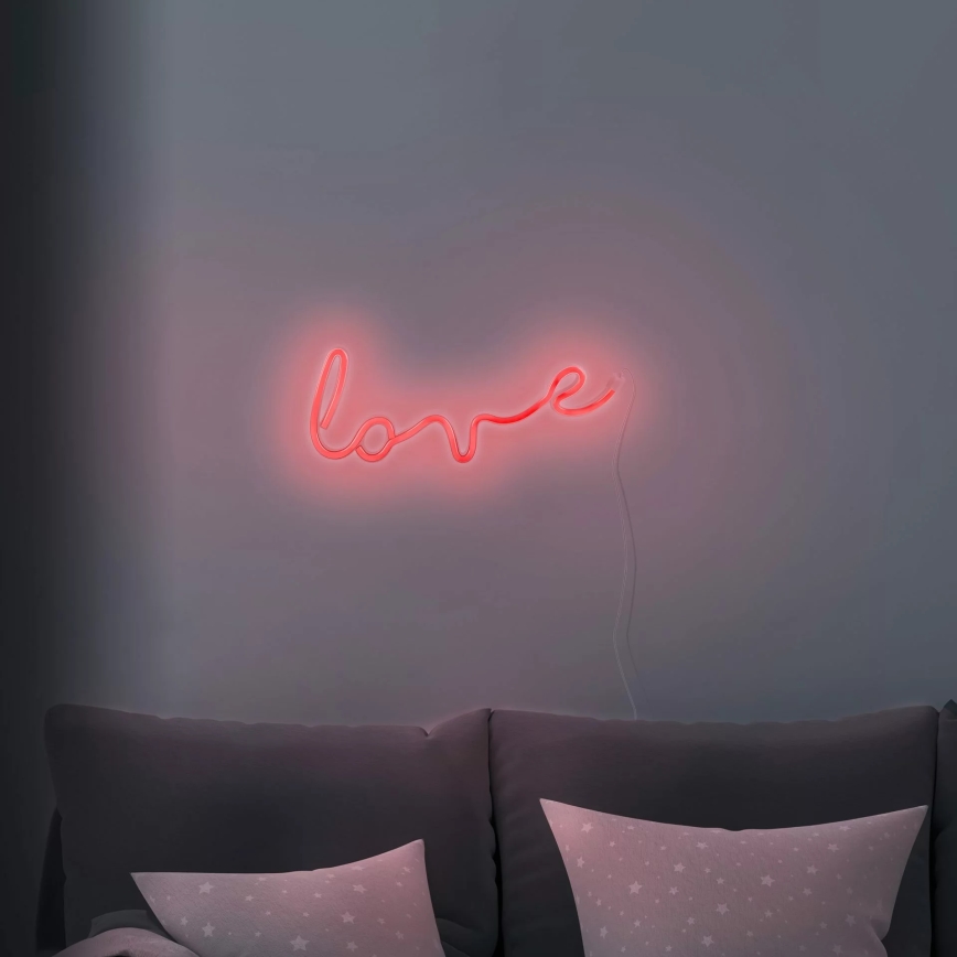LED Неонова декорация за стена LOVE LED/3W/3xAA USB червен