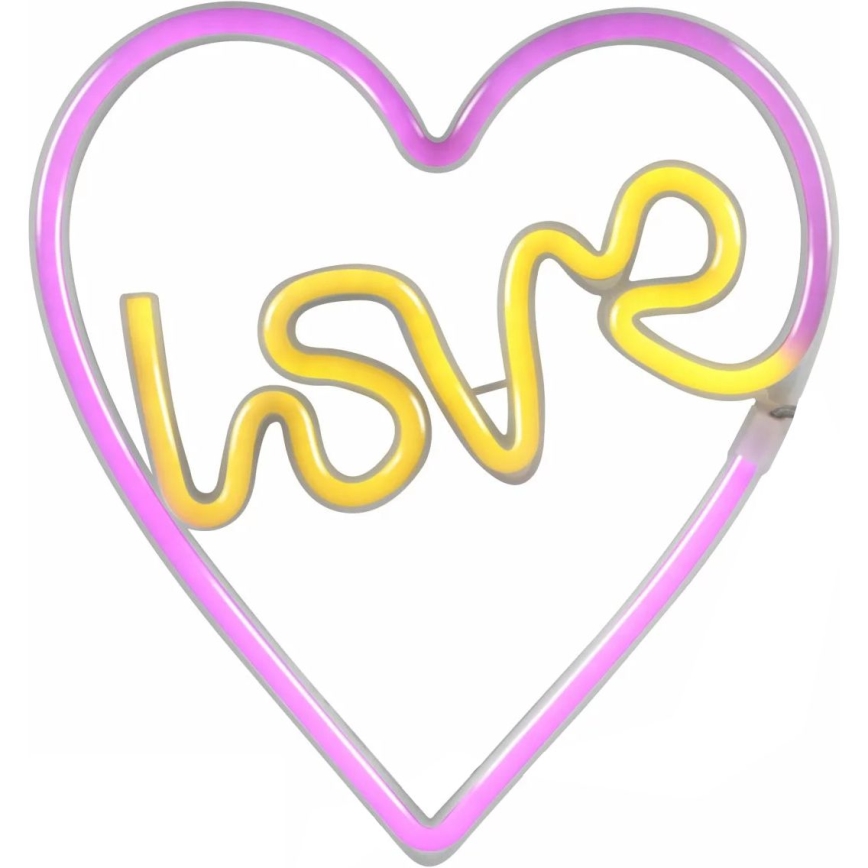 LED Неонова декорация за стена LOVE LED/3W/3xAA USB розов