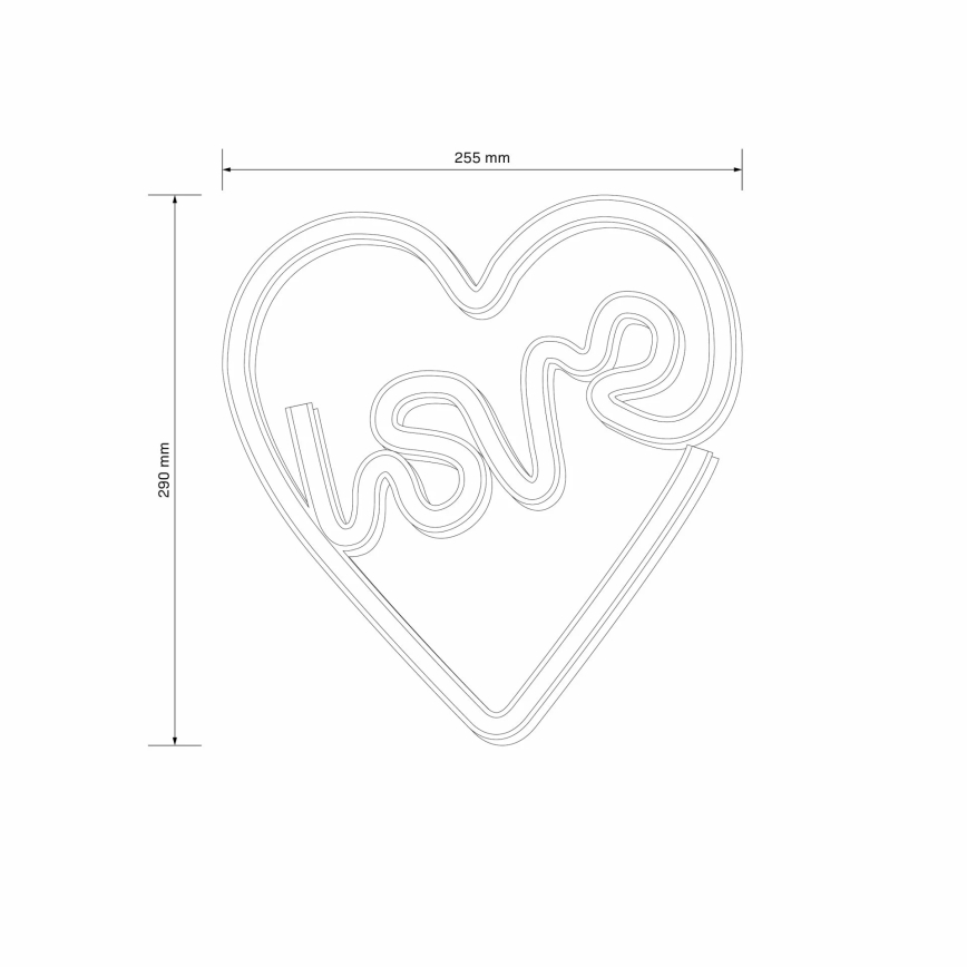 LED Неонова декорация за стена LOVE LED/3W/3xAA USB розов
