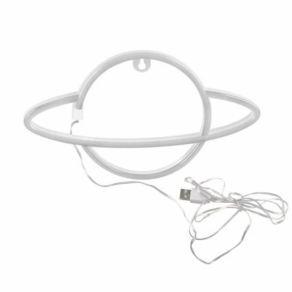 LED Неонова декорация за стена PLANET LED/3W/3xAA USB син/жълти