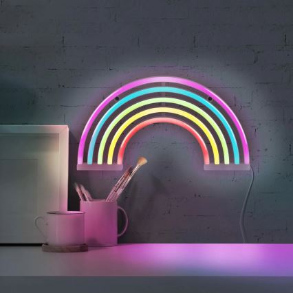 LED Неонова декорация за стена RAINBOW LED/3W/3xAA USB многоцветен