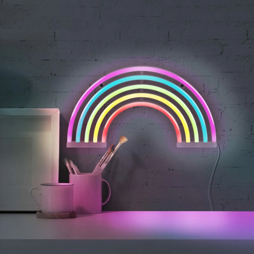 LED Неонова декорация за стена RAINBOW LED/3W/3xAA USB многоцветен