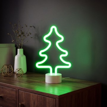 LED неонова настолна декорация LED/2W/3xAA USB дърво
