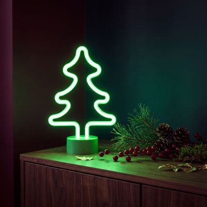 LED неонова настолна декорация LED/2W/3xAA USB дърво
