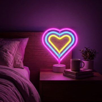 LED неонова настолна декорация LED/2W/3xAA USB сърце
