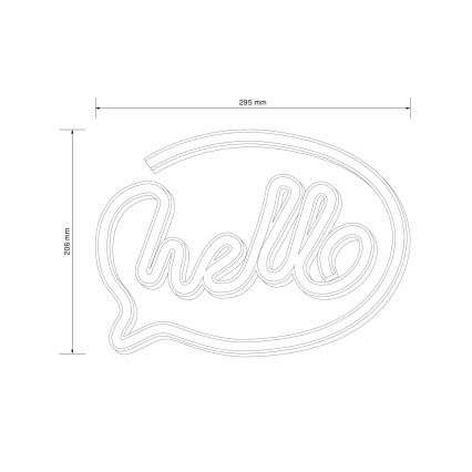 LED неонова стенна декорация HELLO LED/3W/3xAA USB розова