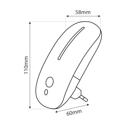 LED Нощна лампа със сензор LED/1W/230V бял